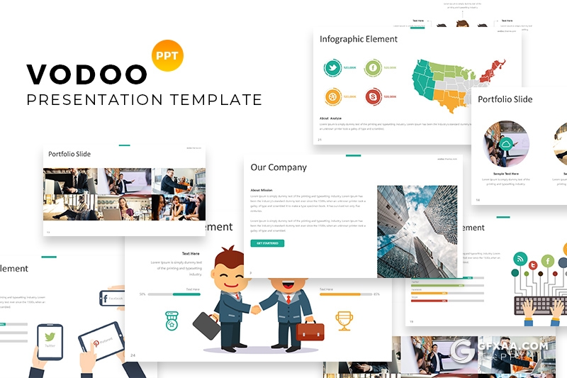 30页5种配色商务图形设计工作汇报计划Google slides模板 16:9和4:3两种尺寸 - 顶尖PPT