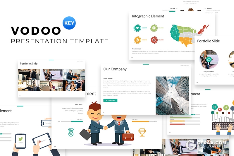 30页5种配色商务图形设计工作汇报计划keynote模板 16:9和4:3两种尺寸 - 顶尖PPT