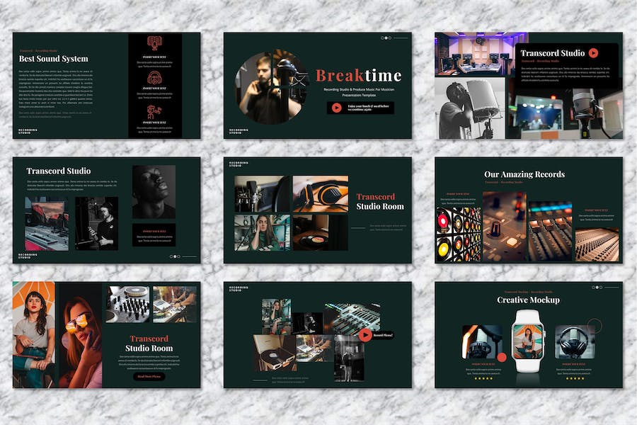 录音棚音乐制作工作室PPT模板 - 顶尖PPT