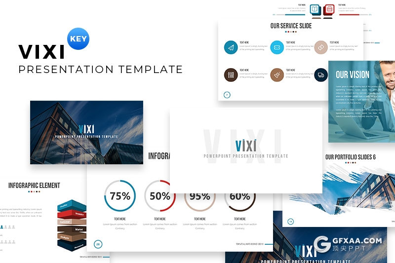 30页5种配色商务图形设计多用途keynote模板 16:9和4:3两种尺寸 - 顶尖PPT