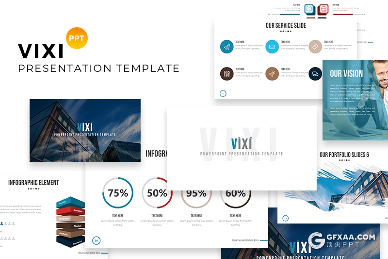 30页5种配色商务图形设计多用途ppt模板 16:9和4:3两种尺寸 - 顶尖PPT