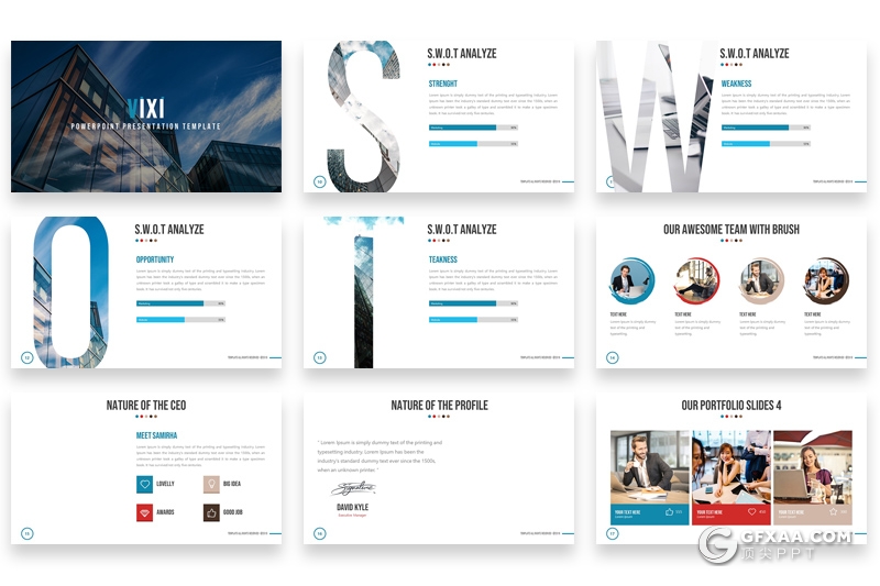 30页5种配色商务图形设计多用途ppt模板 16:9和4:3两种尺寸 - 顶尖PPT