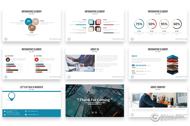30页5种配色商务图形设计多用途ppt模板 16:9和4:3两种尺寸 - 顶尖PPT