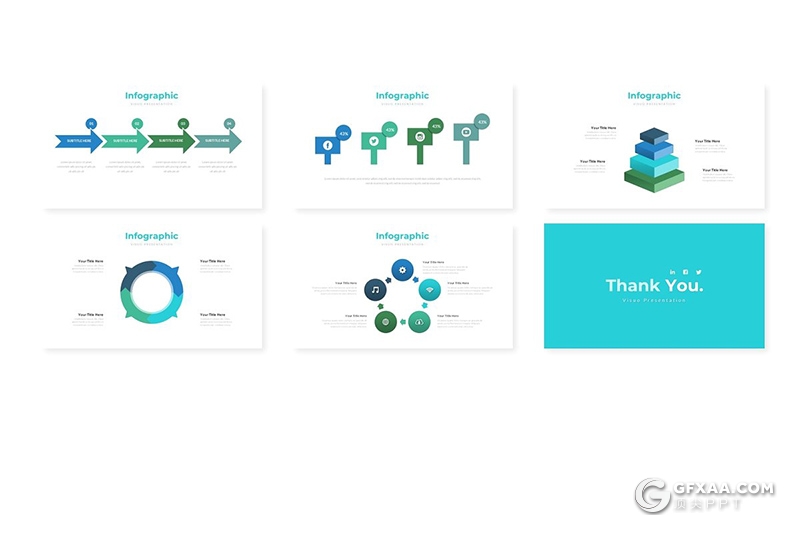 30页扁平化文艺风格商务通用PPT模板 5种主题配色 - 顶尖PPT