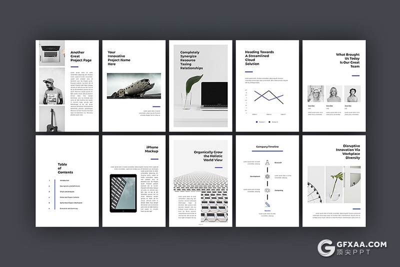 59页A4尺寸规格极致简约文艺商务风格keynote模板 - 顶尖PPT