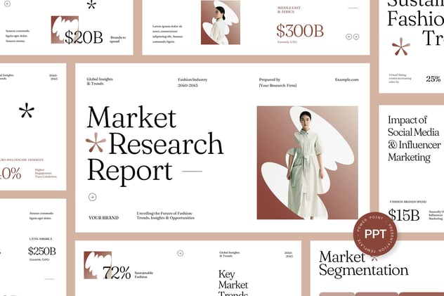 美学市场研究报告Powerpoint模板 - 顶尖PPT
