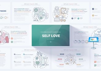 自爱呵护关爱自己创意插画keynote信息图形模板 - 顶尖PPT