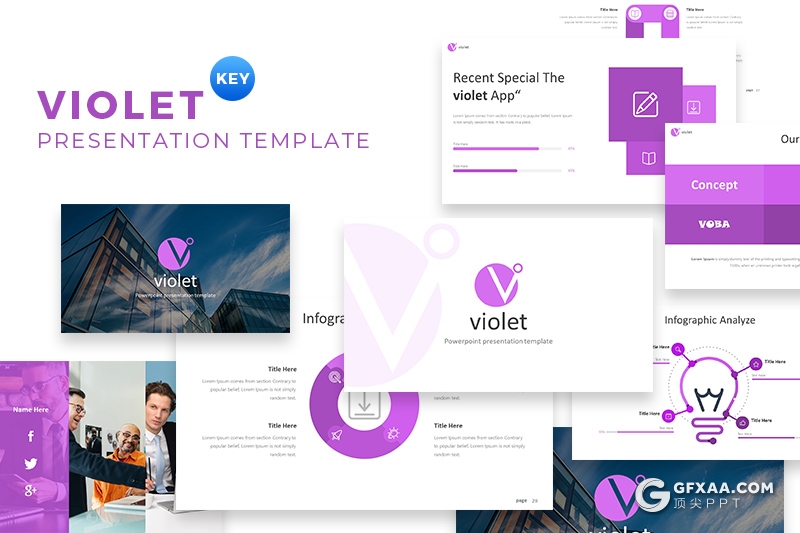 30页国外扁平化商务工作计划总结keynote模板 5种主题配色16:9 4:3两种尺寸 - 顶尖PPT