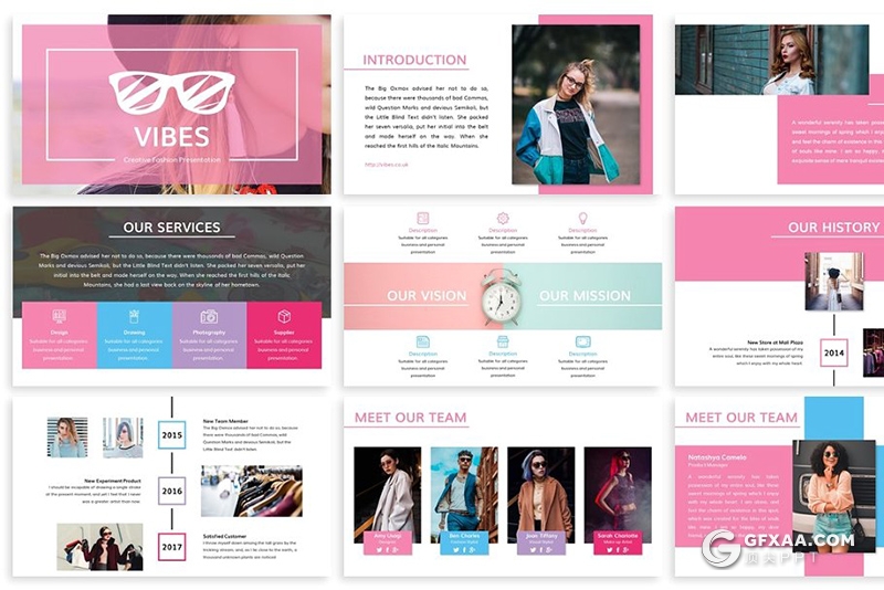 30页5种配色时尚服装展示模特展示keynote模板 16:9和4:3两种尺寸规格 - 顶尖PPT