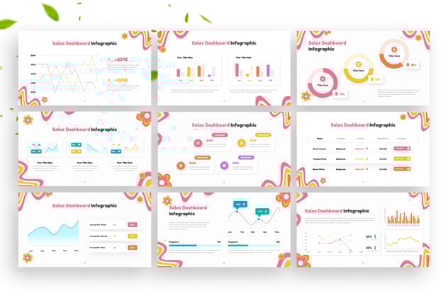 销售仪表板信息图表分析Keynote模板 - 顶尖PPT