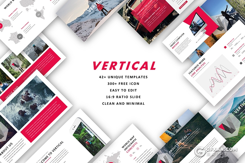 42页国外扁平化户外旅游探险摄影图片展示PPT模板 - 顶尖PPT