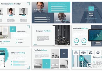 60页国外多色搭配商务图形工作计划总结PPT模板 - 顶尖PPT