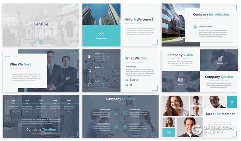 60页国外多色搭配商务图形工作计划总结PPT模板 - 顶尖PPT