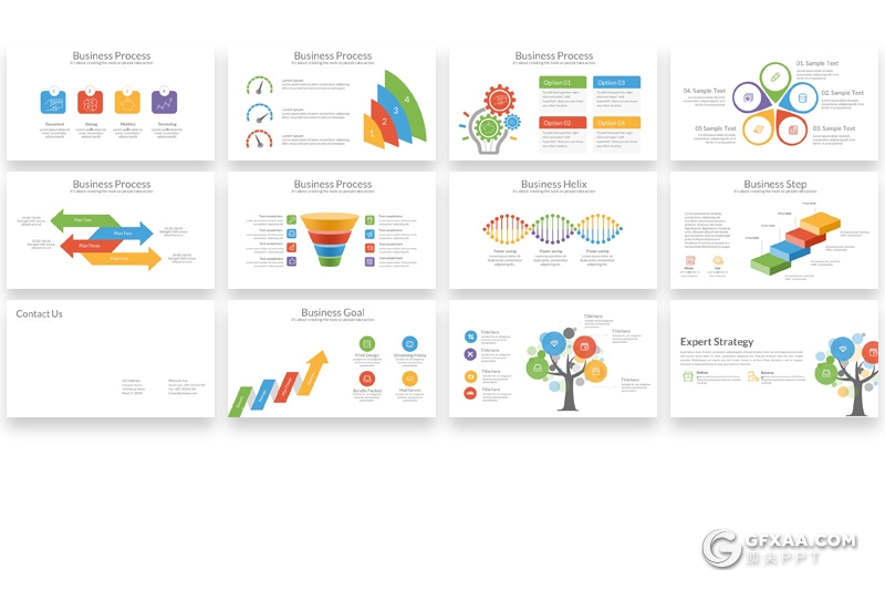 60页国外多色搭配商务图形工作计划总结PPT模板 - 顶尖PPT