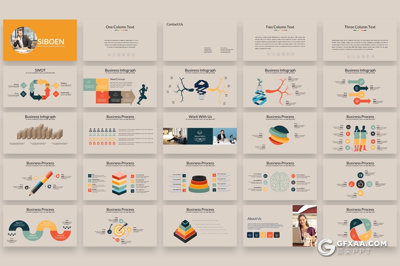 100页欧美商务风格卡通商务图形工作汇报计划企业介绍通用ppt模板 - 顶尖PPT