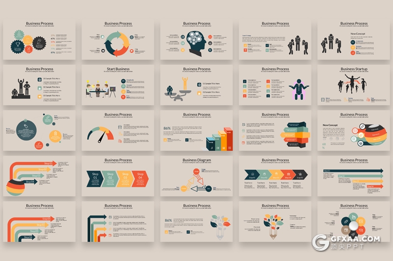 100页欧美商务风格卡通商务图形工作汇报计划企业介绍通用ppt模板 - 顶尖PPT
