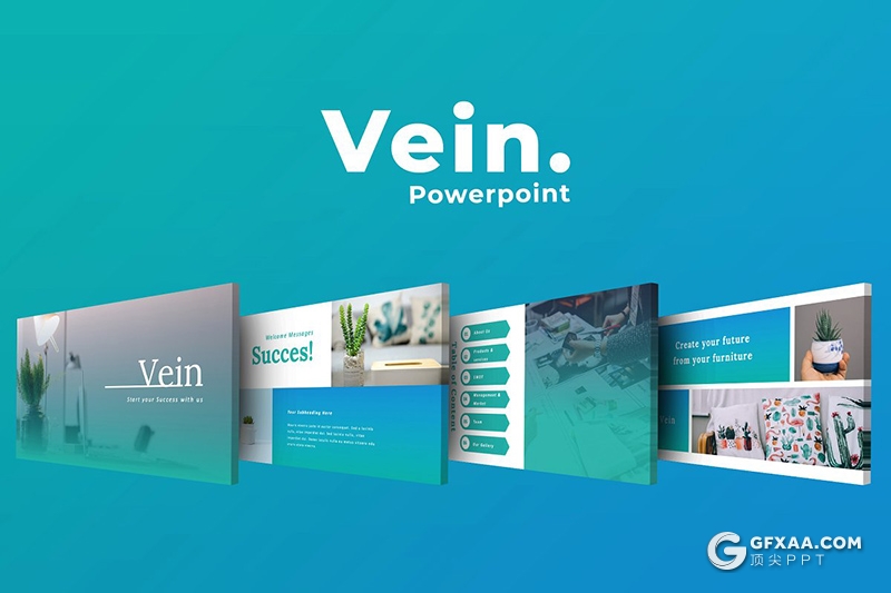 50页蓝绿渐变扁平化企业公司团队介绍通用PPT模板 - 顶尖PPT