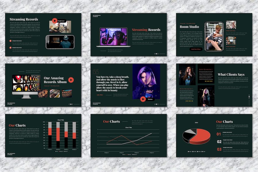 录音棚音乐制作工作室PPT模板 - 顶尖PPT