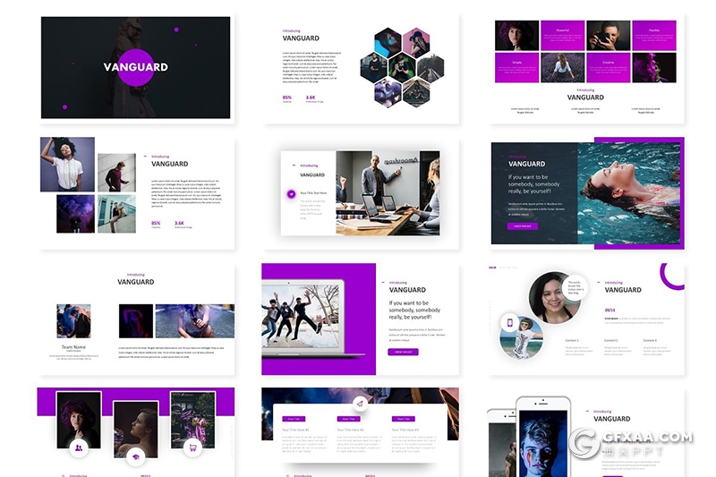 30页欧美风格项目介绍展示工作计划总结PPT模板 5种主题配色 - 顶尖PPT