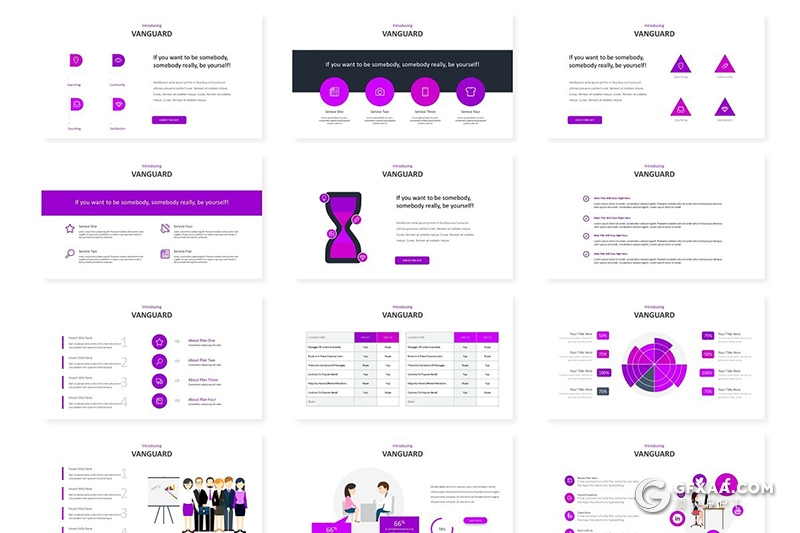 30页欧美风格项目介绍展示工作计划总结PPT模板 5种主题配色 - 顶尖PPT