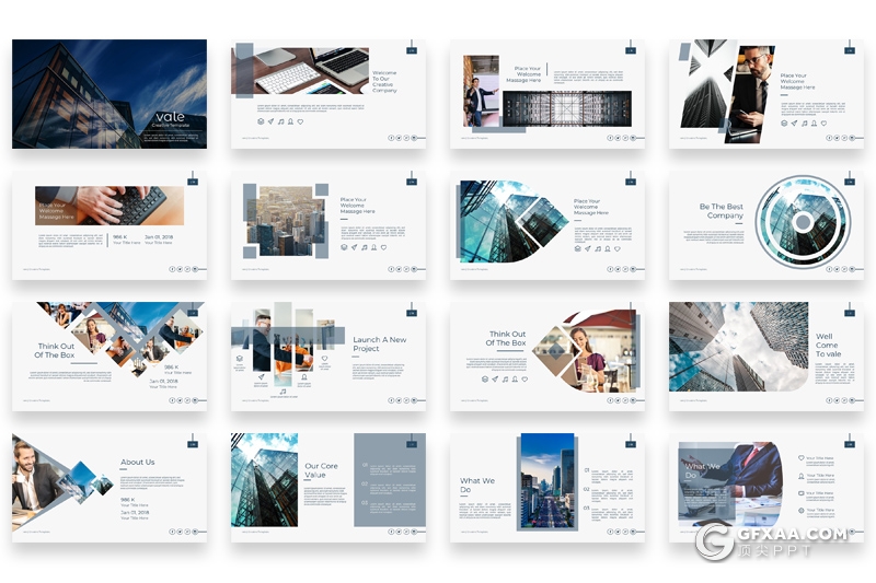 66页国外企业公司团队介绍项目展示工作汇报Google slides模板 5种主题配色 - 顶尖PPT