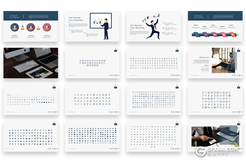 66页国外企业公司团队介绍项目展示工作汇报Google slides模板 5种主题配色 - 顶尖PPT
