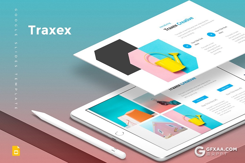 30页扁平化小清新风格商务工作汇报Google slides模板 5种主题配色 - 顶尖PPT