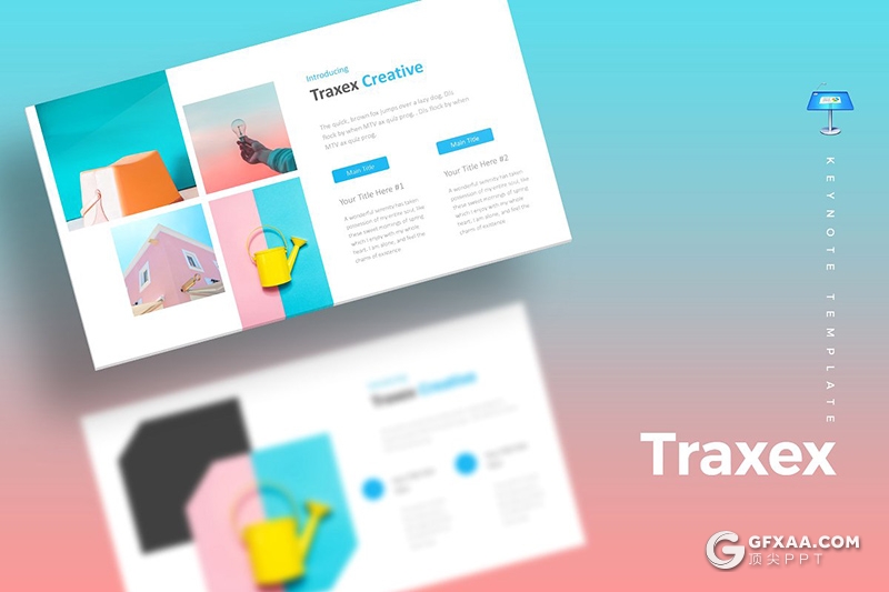 30页扁平化小清新风格商务工作汇报keynote模板 5种主题配色 - 顶尖PPT