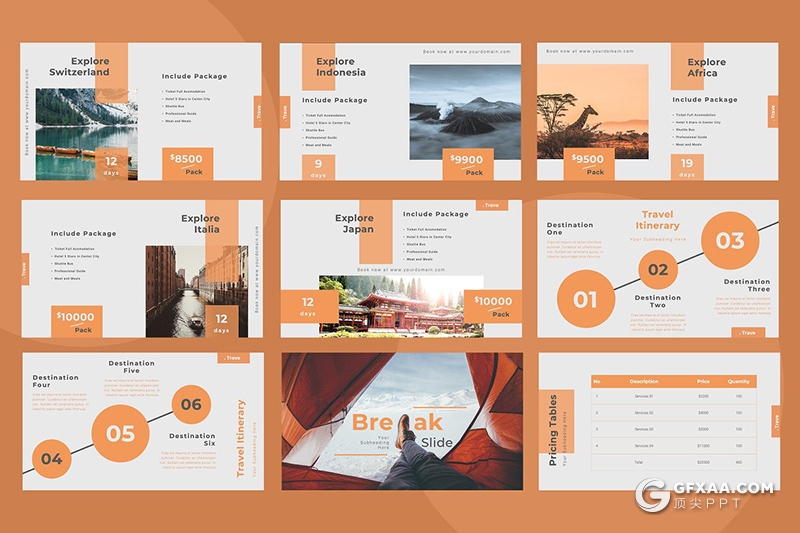 50页旅游社旅游公司业务展示工作汇报商务PPT模板 - 顶尖PPT