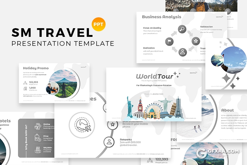 42页高端旅游社旅游公司业务介绍展示工作汇报PPT模板 8种主题配色 - 顶尖PPT