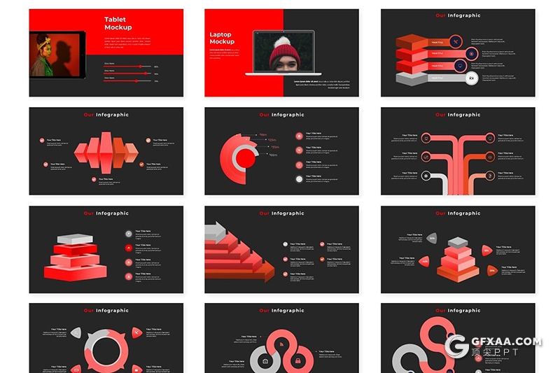 30页扁平化商务工作汇报工作分析Google slides模板 5种主题配色 - 顶尖PPT