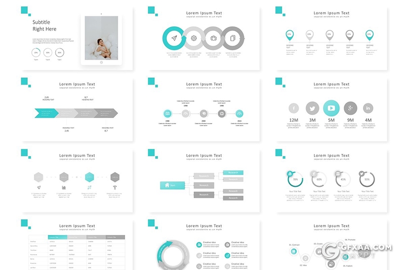 30页5种配色扁平化简约时尚风格欧美商务keynote模板 - 顶尖PPT