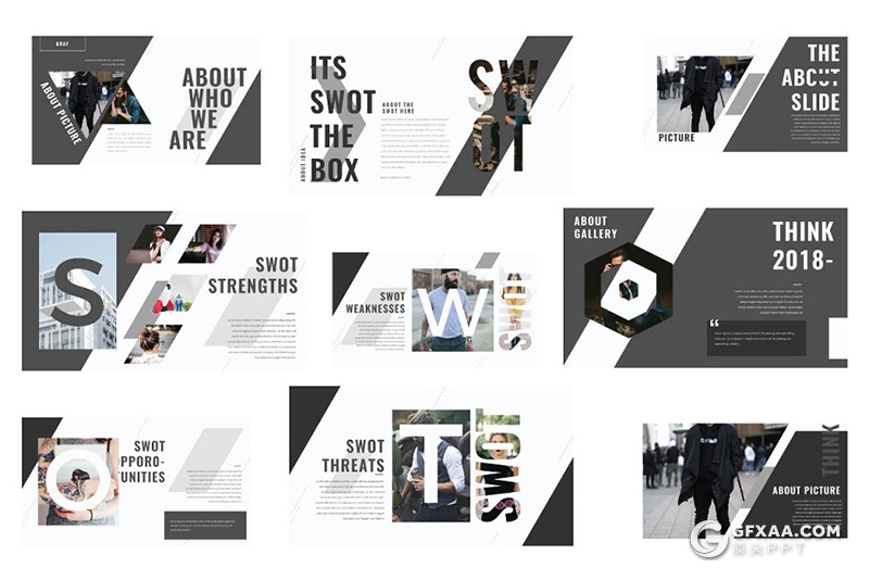 72页创意多边形组合艺术杂志风格PPT模板 - 顶尖PPT