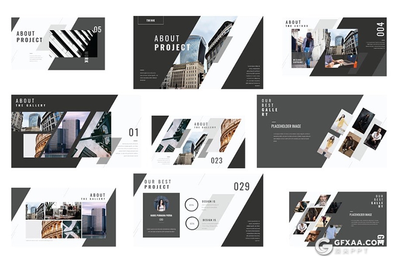 72页创意多边形组合艺术杂志风格PPT模板 - 顶尖PPT