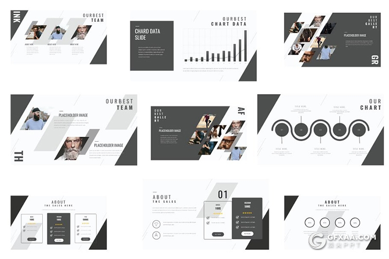 72页创意多边形组合艺术杂志风格PPT模板 - 顶尖PPT