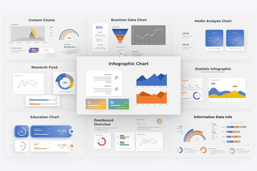 数据分析统计图形仪表盘PPT模板 - 顶尖PPT