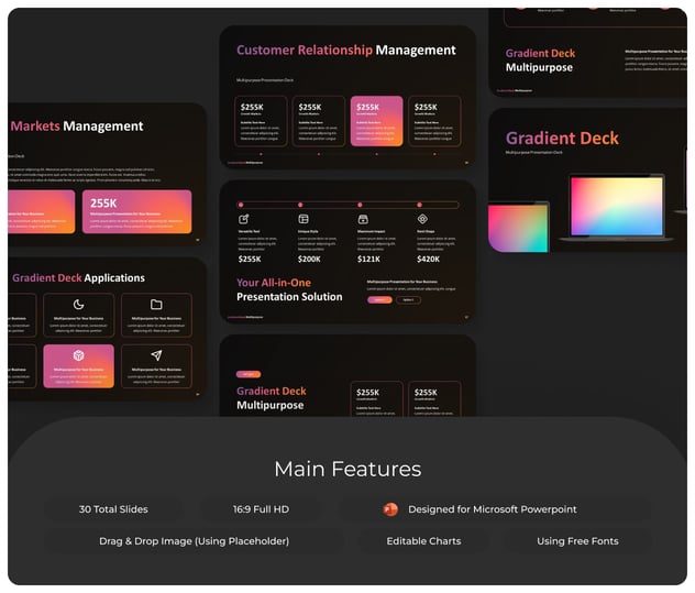 渐变风格商务数据统计分析PPT模板 - 顶尖PPT
