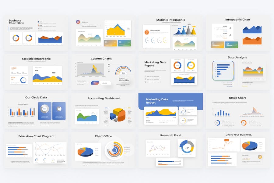 数据分析统计图形仪表盘PPT模板 - 顶尖PPT