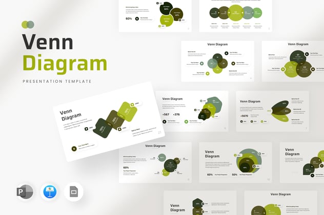 维恩图表销售信息图形演示Keynote模板 - 顶尖PPT