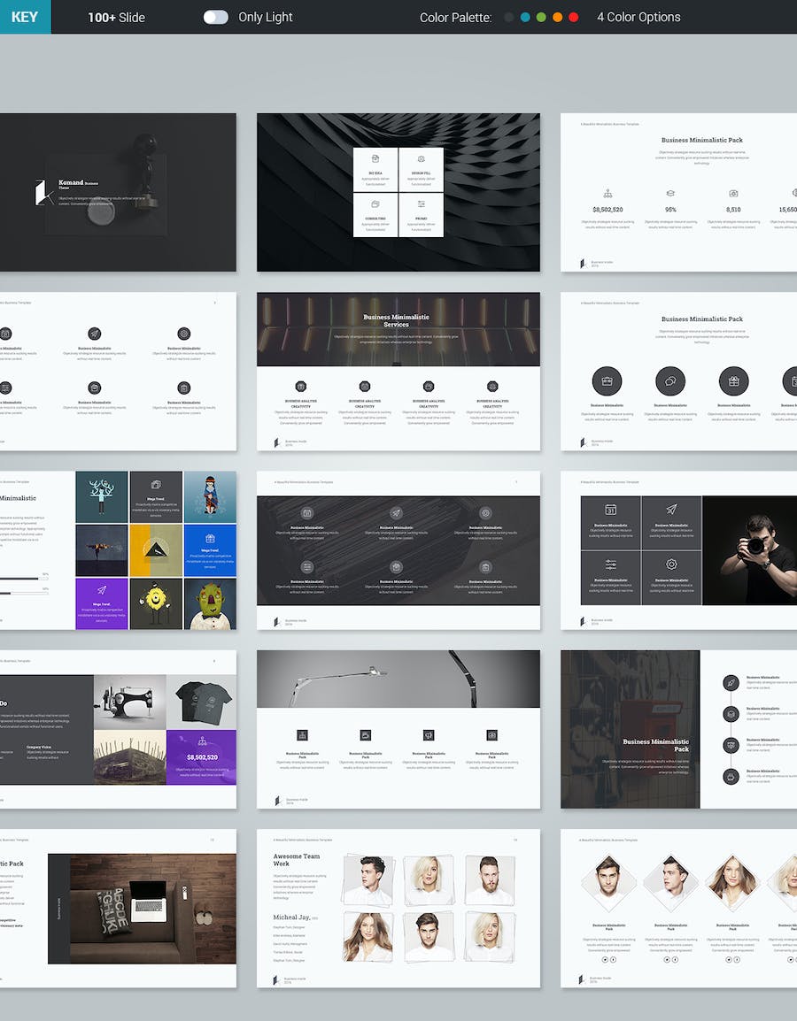 极简风格创意公司作品案例展示商务合作keynote模板 - 顶尖PPT