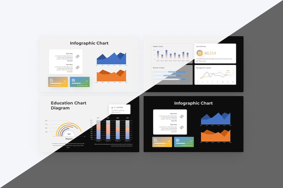 数据分析统计图形仪表盘PPT模板 - 顶尖PPT