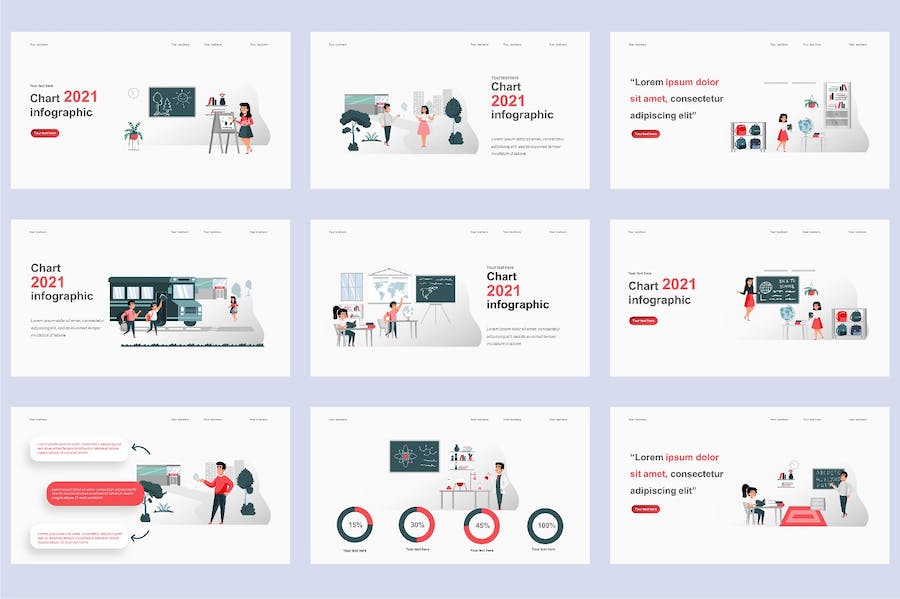 开学季返校教育主题插画PPT模板 - 顶尖PPT