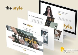 30页时尚模特写真摄影展示欧美扁平化Google slides模板 5种主题配色 - 顶尖PPT