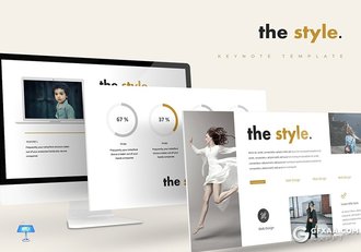 30页时尚模特写真摄影展示欧美扁平化keynote模板 5种主题配色 - 顶尖PPT
