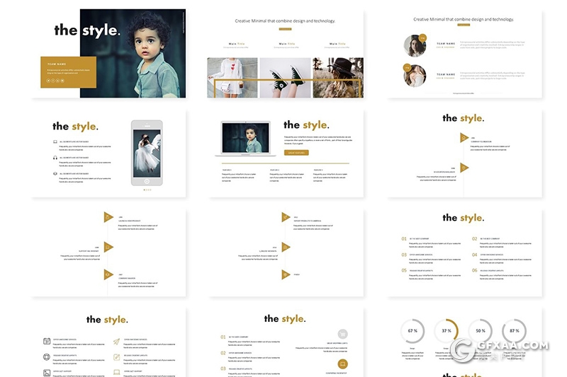 30页时尚模特写真摄影展示欧美扁平化PPT模板 5种主题配色 - 顶尖PPT