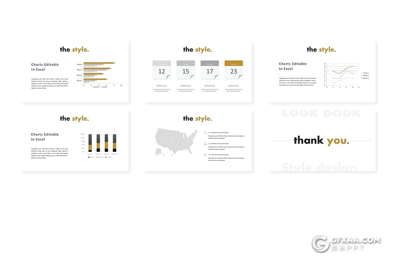 30页时尚模特写真摄影展示欧美扁平化PPT模板 5种主题配色 - 顶尖PPT
