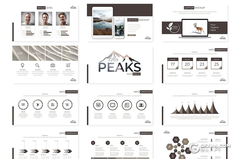 30页5种主题配色国外商务数据分析统计Google slides模板 - 顶尖PPT