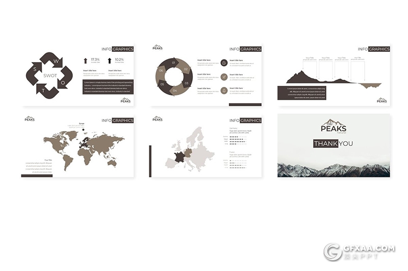 30页5种主题配色国外商务数据分析统计Google slides模板 - 顶尖PPT