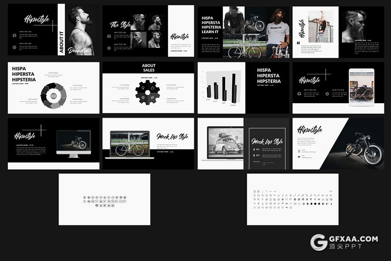 62页黑色时尚杂志男人装模特服装展PPT模板 - 顶尖PPT