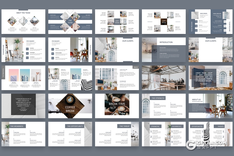 58页简约风格室内家居装饰业务介绍展示PPT模板 - 顶尖PPT